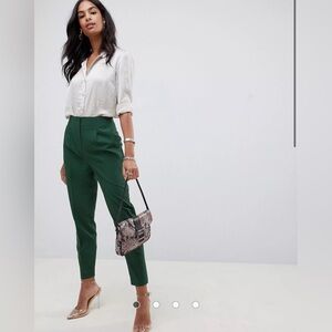 Asos forest green high waist cigarette dress pants